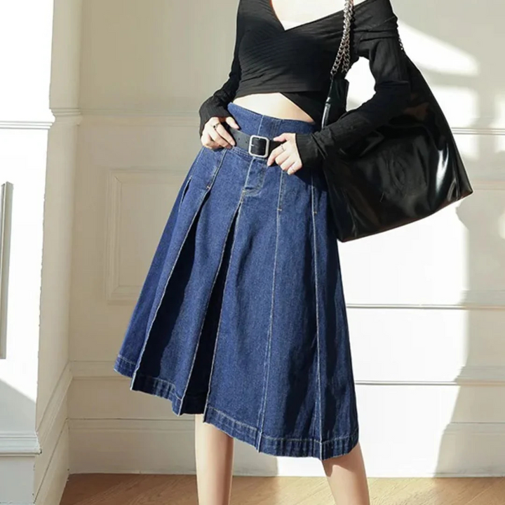 Stefanie Jeansrock Oktoberfest | Moderner Damen Denim Rock mit Falten