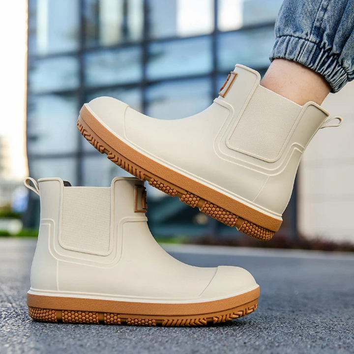 Regenstiefel für den Herbst - Halbhohe Wasserdichte Gummistiefel mit rutschfester Sohle für Herren