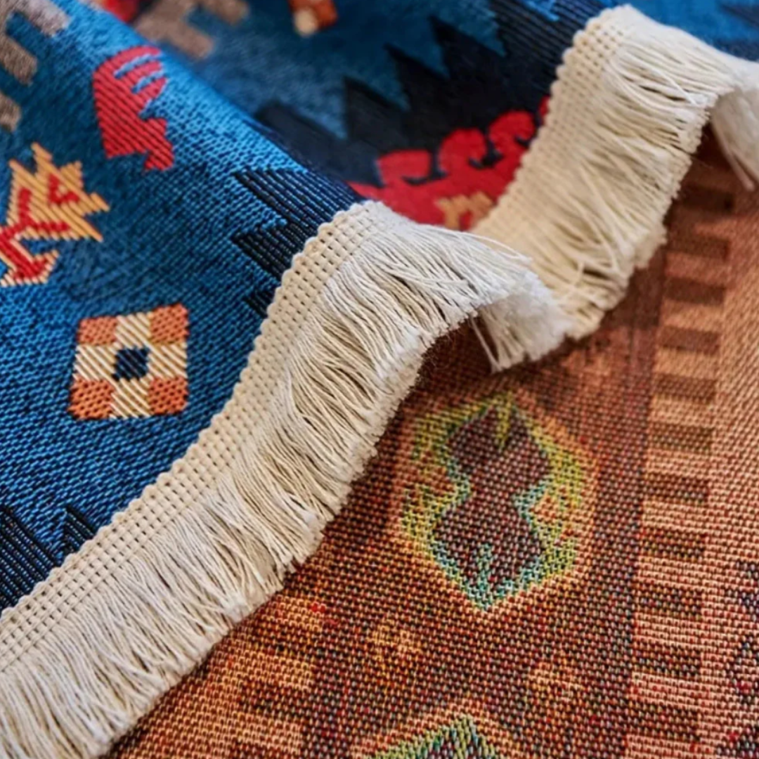 Boho Sofaüberwurf | Vintage-Sofaschutz mit geometrischem Muster und Chenille-Material