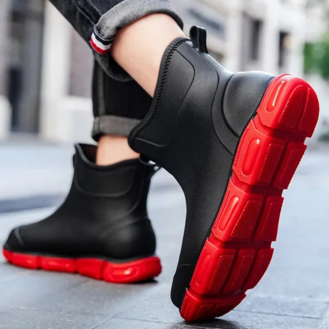 Regenstiefel für den Herbst - Hohe Wasserdichte PVC Gummistiefel mit rutschfester Sohle für Herren