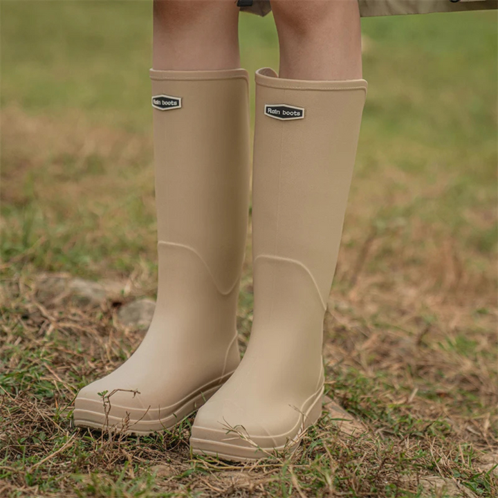Regenstiefel für den Herbst - Wasserdichte PVC Gummistiefel mit rutschfester Sohle für Damen