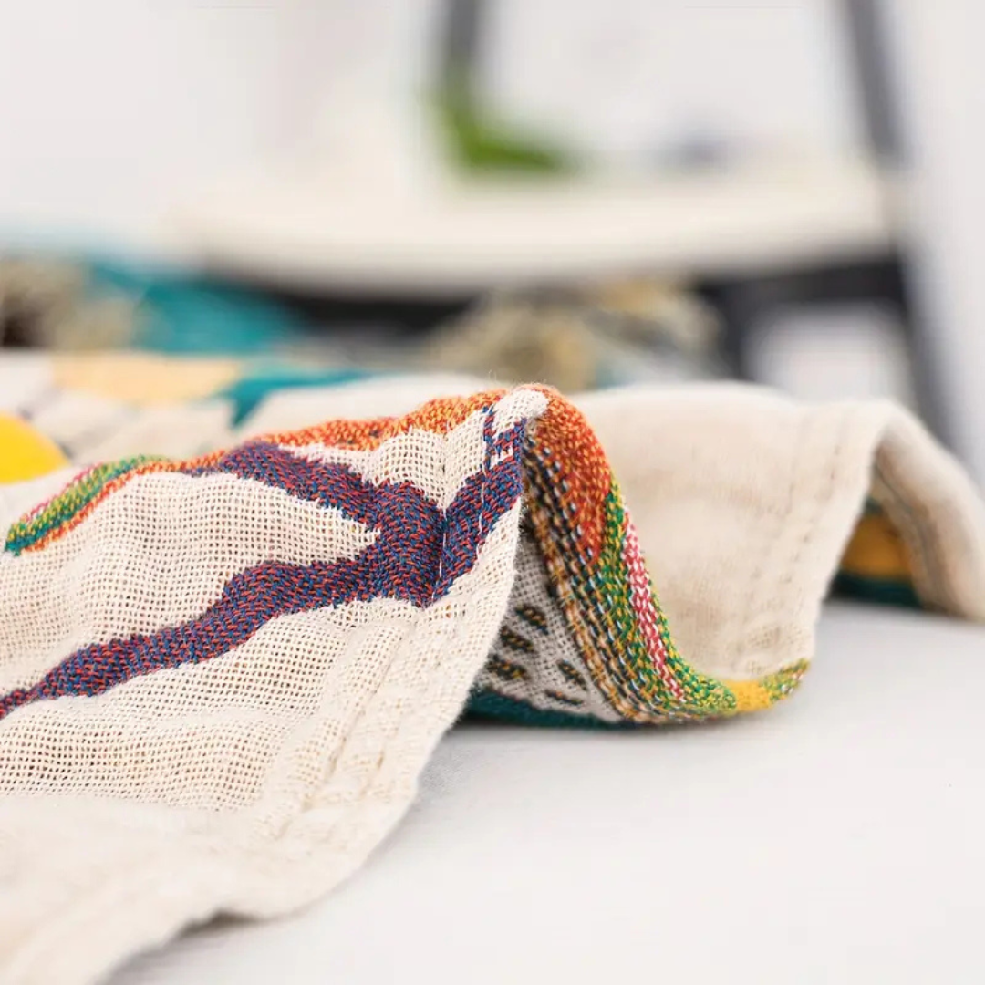 Whimsical Bird Quasten-Baumwolldecke | Boho-Wohndecke mit Vogelmotiv und dekorativen Fransen