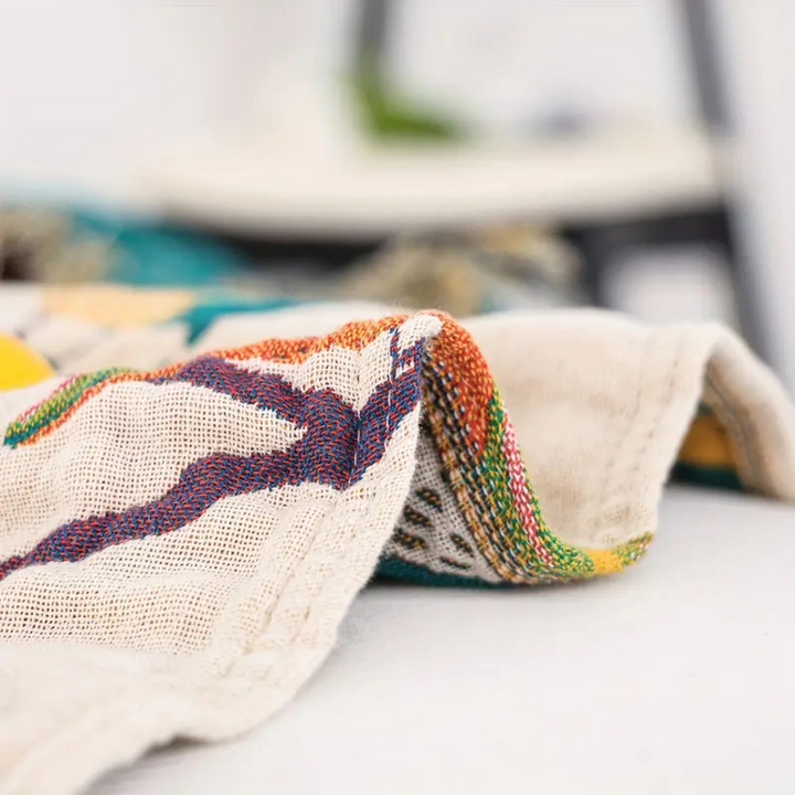 Whimsical Bird Quasten-Baumwolldecke | Boho-Wohndecke mit Vogelmotiv und dekorativen Fransen