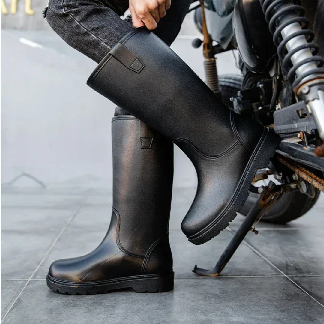 Regenstiefel für den Herbst - Halbhohe Bequeme Wasserdichte PVC Gummistiefel mit rutschfester Sohle für Herren