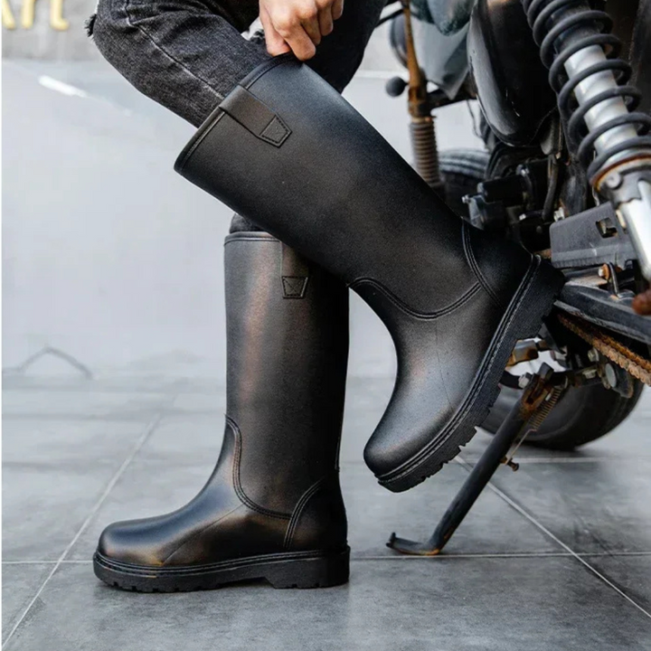 Regenstiefel für den Herbst - Halbhohe Bequeme Wasserdichte PVC Gummistiefel mit rutschfester Sohle für Herren
