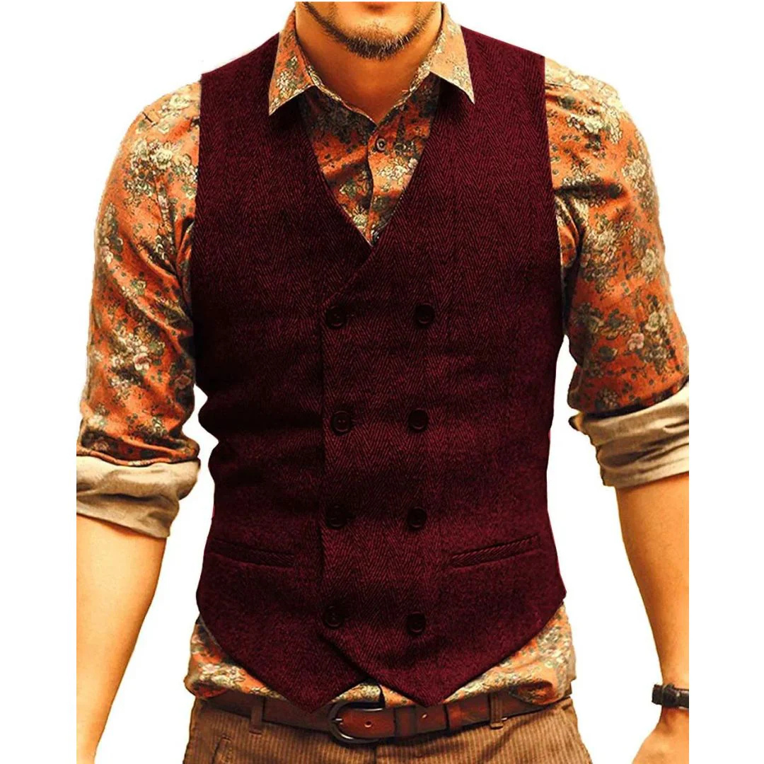 Andreas Herrenweste Oktoberfest | Elegante Herren Weste mit doppelter Knopfleiste
