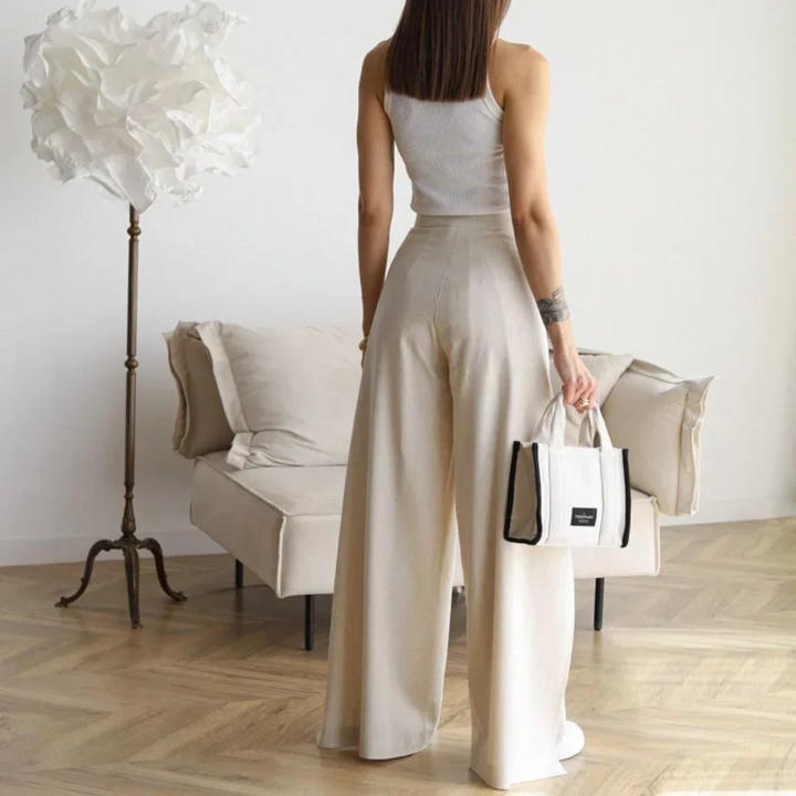 Marlene Palazzo-Hose | Elegante Weithose mit Bindegürtel für Frauen