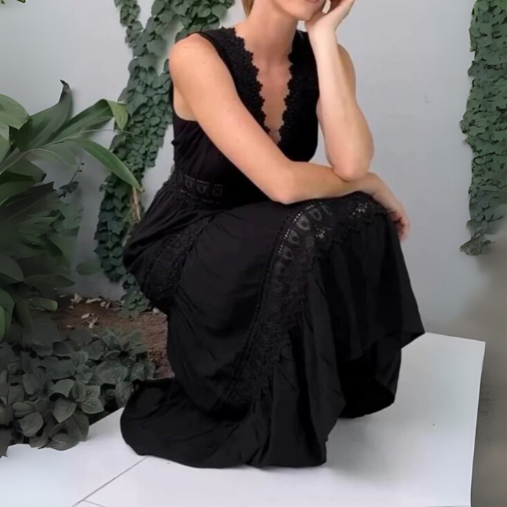 Sabrina Spitzenkleid | Elegantes Boho-Kleid mit V-Ausschnitt für Frauen