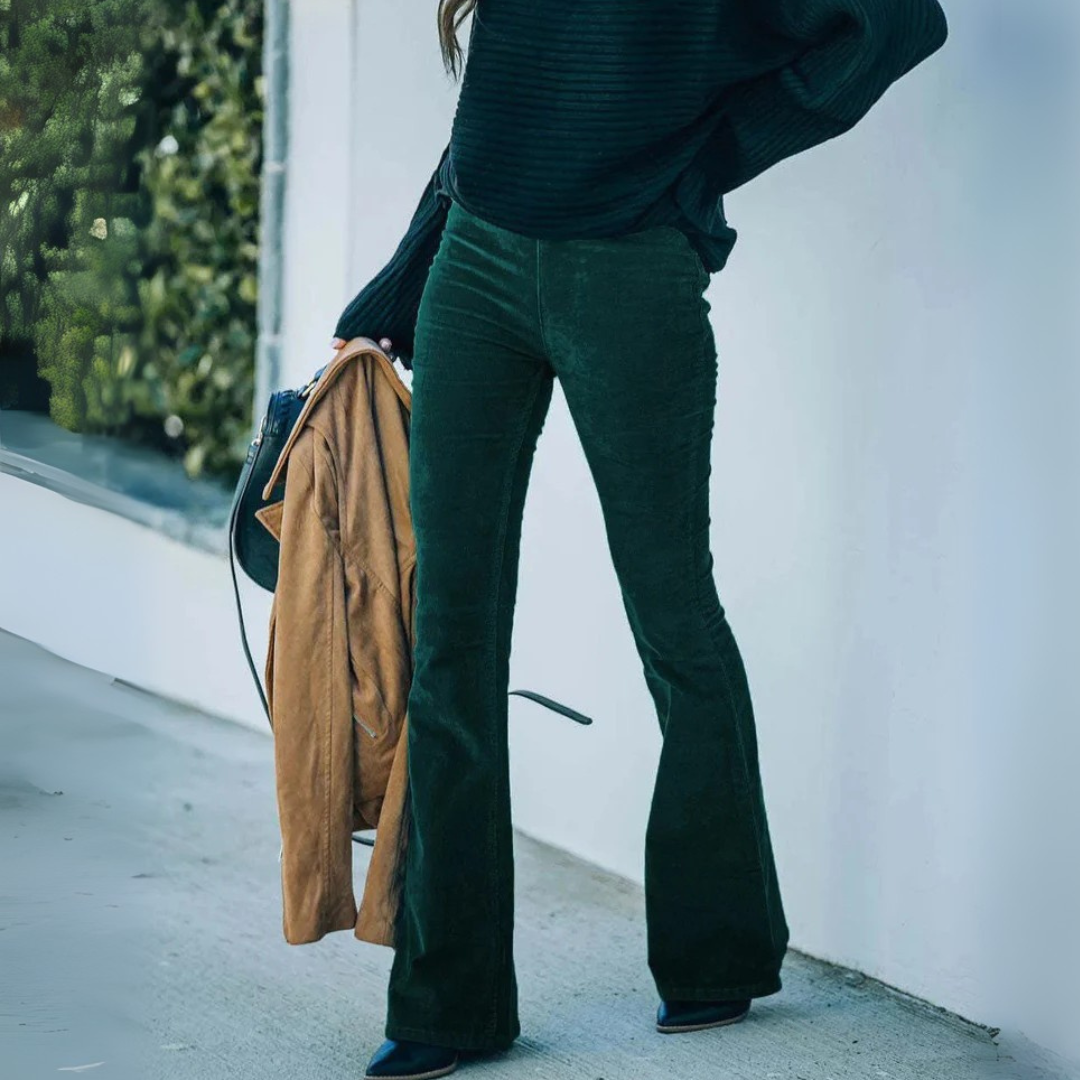 Flared Cordhose für den Herbst - Stilvolle Hose mit hoher Taille für Damen