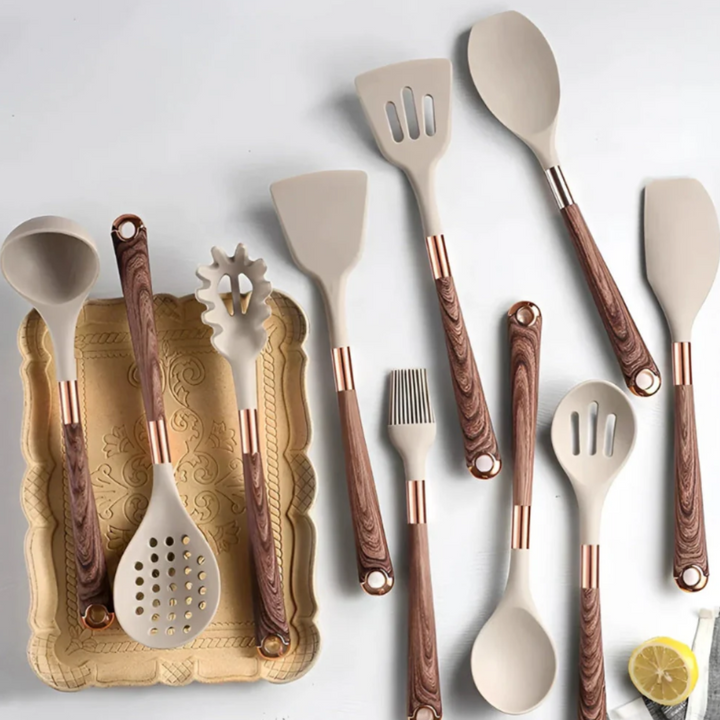 Luxe Silikon Küchenutensilien Set 10-teilig | Hitzebeständig und langlebig