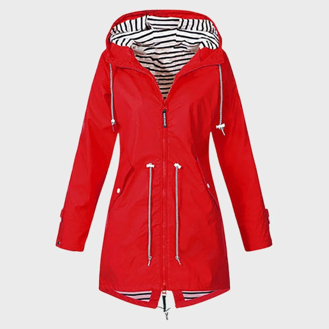 Regenjacke für den kalte Tage - Wasserdichte Lange Windbreaker mit Kapuze für Damen