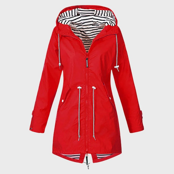 Regenjacke für den kalte Tage - Wasserdichte Lange Windbreaker mit Kapuze für Damen