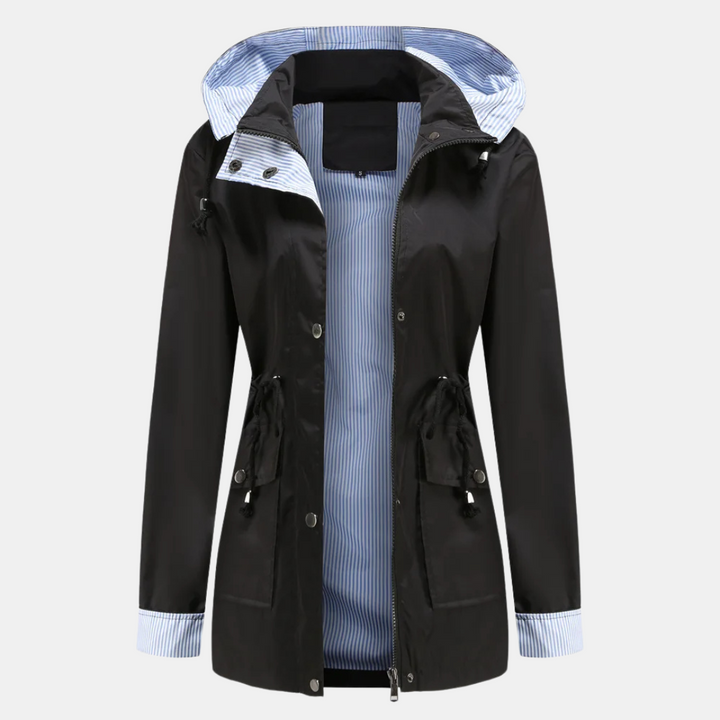 Regenjacke für den Herbst -  Wasserfeste Übergangsjacke mit Kapuze für Damen