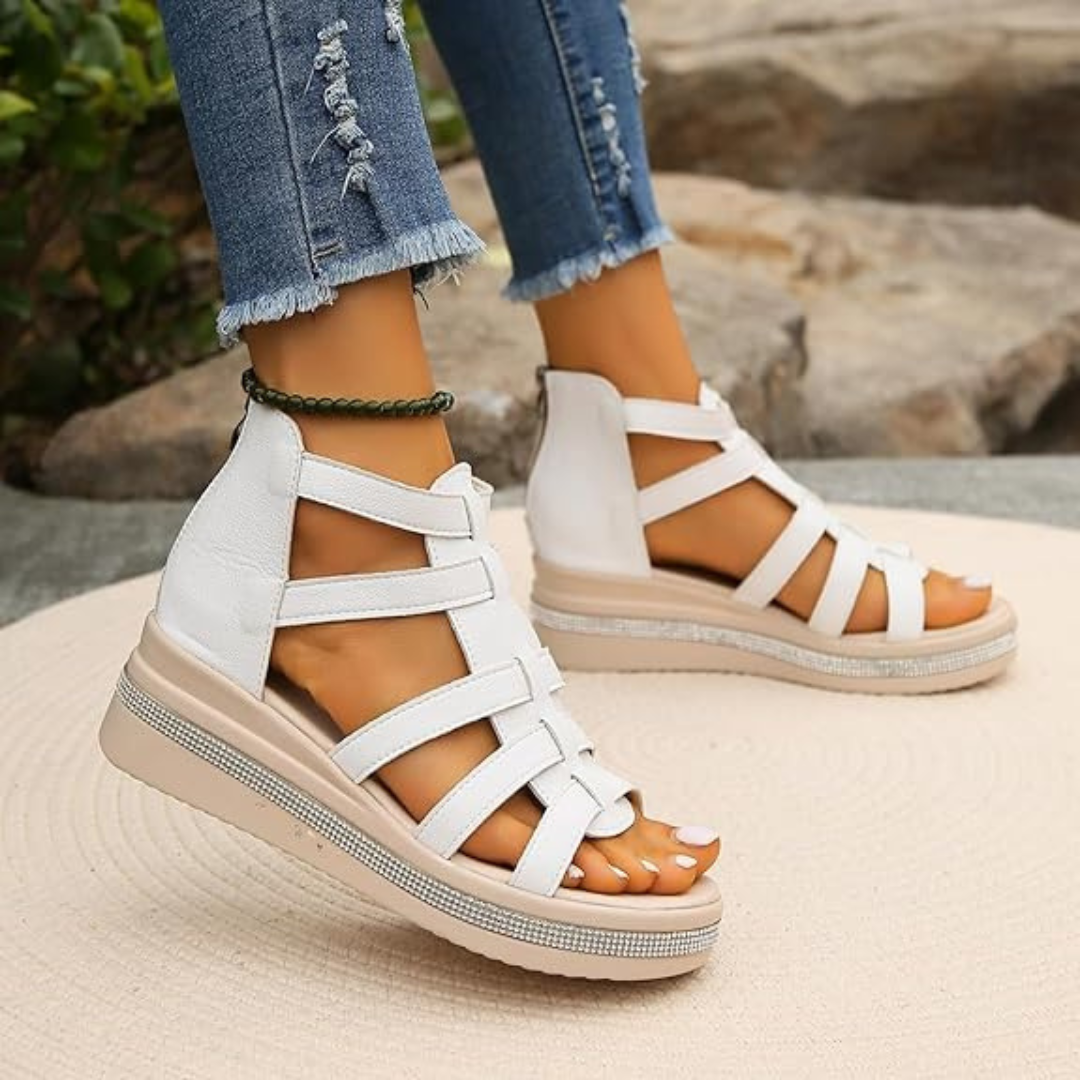 Plateau Sandalen für Damen - Bequeme Sommersandaletten mit Fußbett für heiße Tage