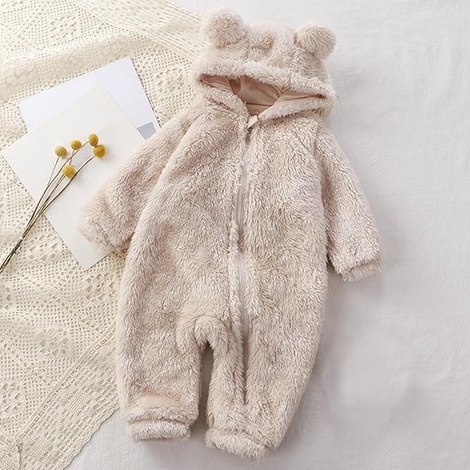 Gemütlicher Bärenanzug | Warmer Overall aus weich gefüttertem Fleece für Babys