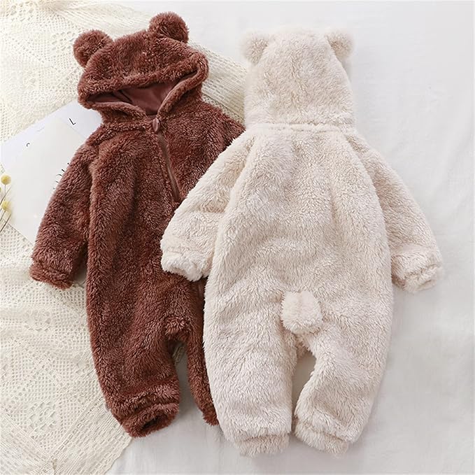 Gemütlicher Bärenanzug | Warmer Overall aus weich gefüttertem Fleece für Babys