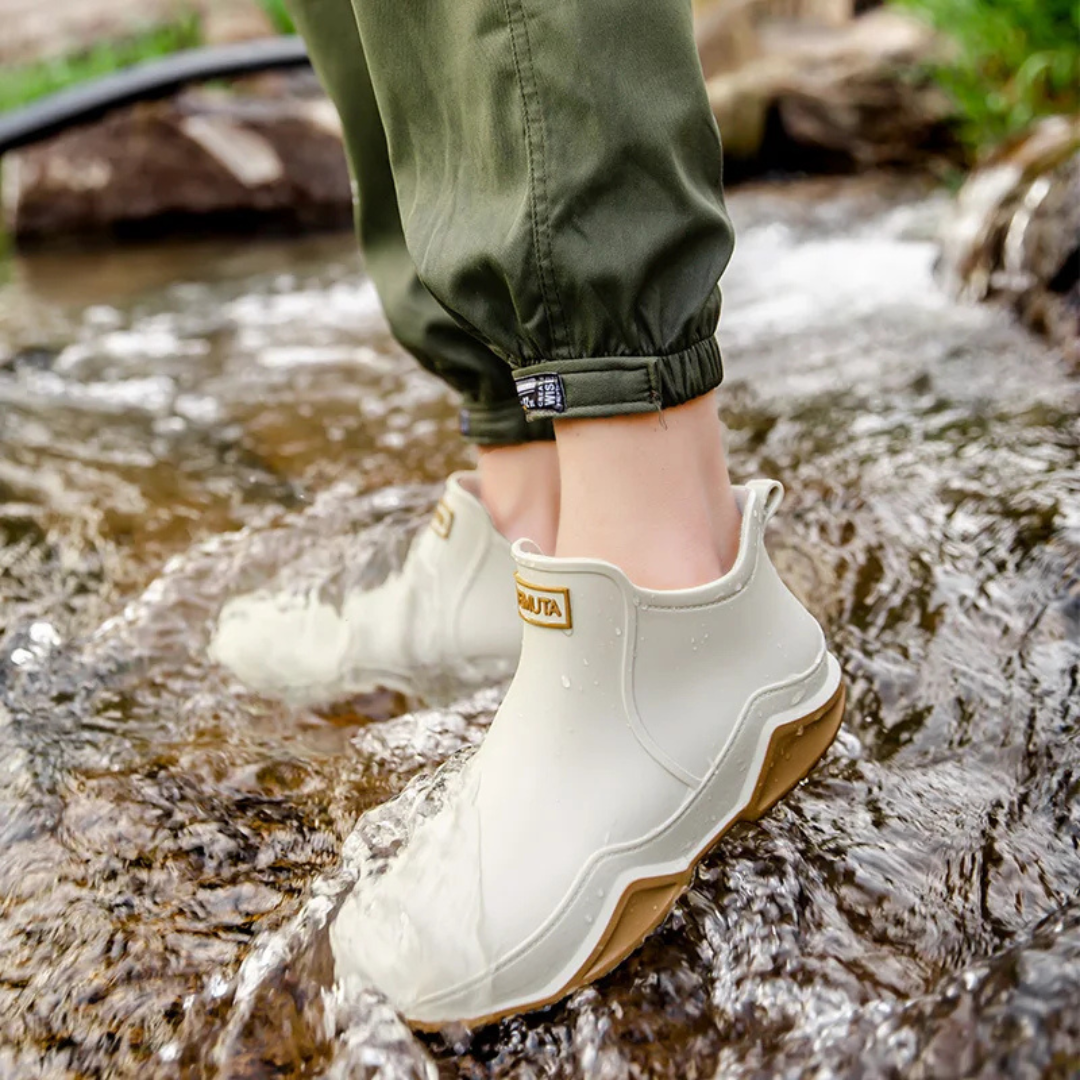 Regenstiefel für den Herbst - Wasserdichte Halbhohe Gummistiefel mit rutschfester Sohle für Damen
