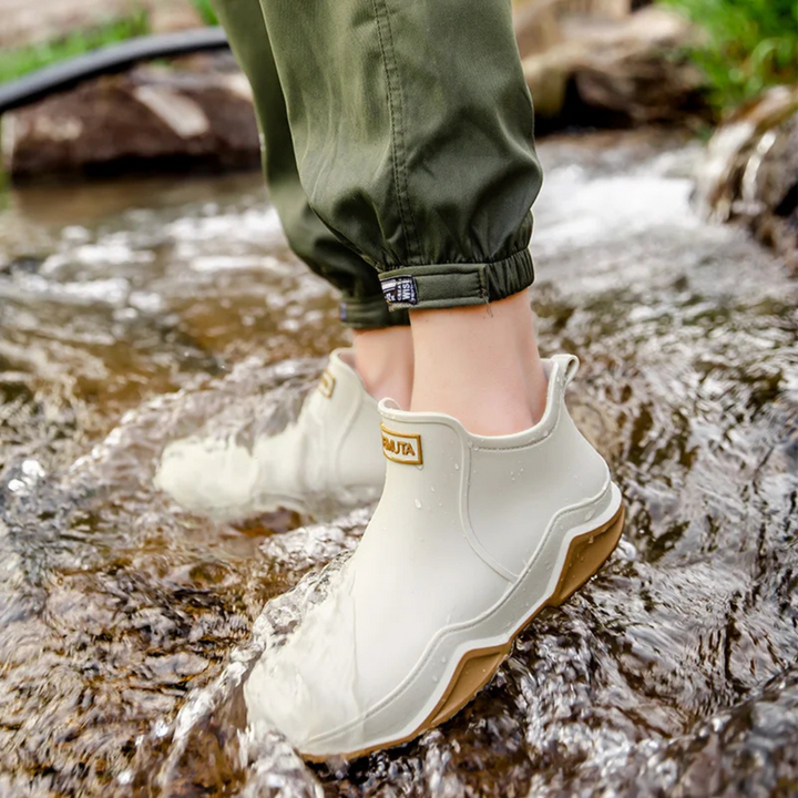 Regenstiefel für den Herbst - Wasserdichte Halbhohe Gummistiefel mit rutschfester Sohle für Damen