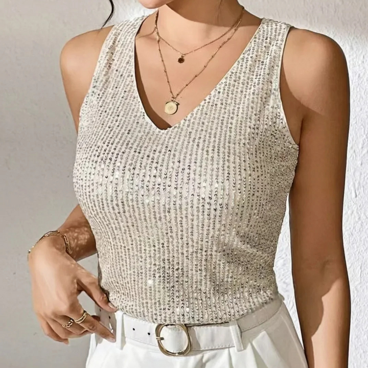 Glitzer Oberteil für den Herbst - Elegante Top Glitzernde Pailletten für Damen