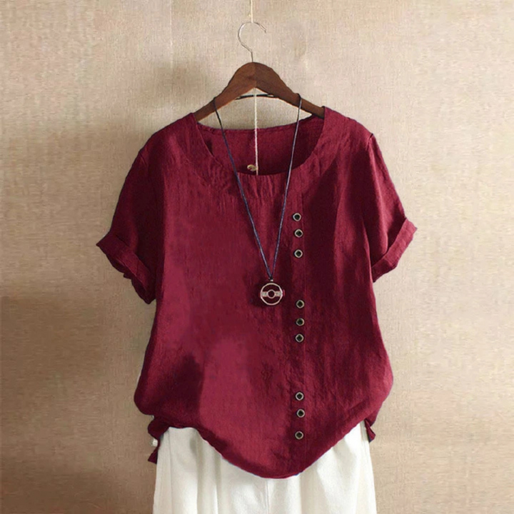 Monika Leinenbluse Oktoberfest | Luftige Damen Bluse mit Knopfleiste