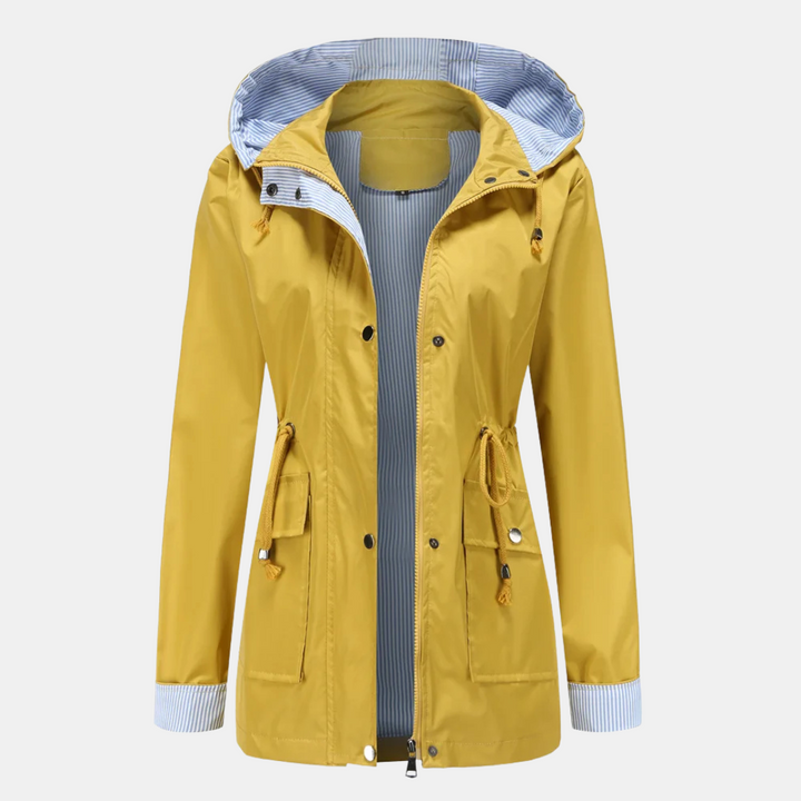 Regenjacke für den Herbst -  Wasserfeste Übergangsjacke mit Kapuze für Damen