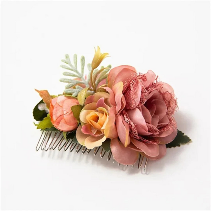 Britta Blütenkamm Oktoberfest | Romantische Damen Haarspange mit Seidenblüten