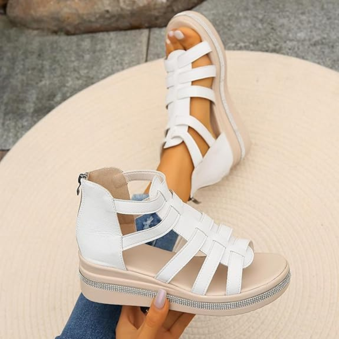Plateau Sandalen für Damen - Bequeme Sommersandaletten mit Fußbett für heiße Tage