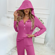 Demi Hoodie-Set | Geripptes Kapuzenoberteil mit Jogginghose