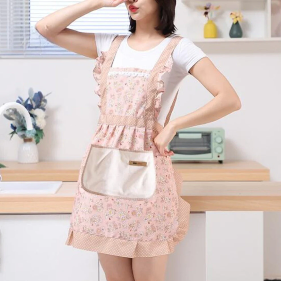 Sweet Flora Küchenschürze | Wasserdichte Kochschürze mit Blumenmuster