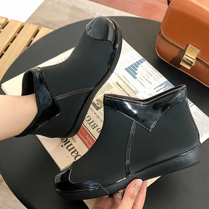 Regenstiefel für den Herbst - Wasserdichte Ankle Gummistiefel mit Reißverschluss für Damen
