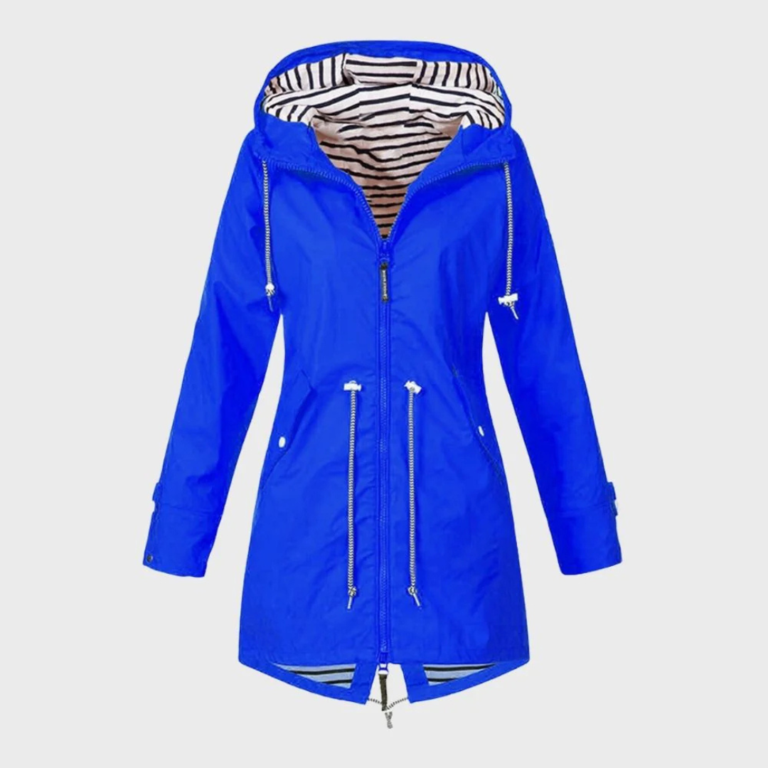 Regenjacke für den kalte Tage - Wasserdichte Lange Windbreaker mit Kapuze für Damen