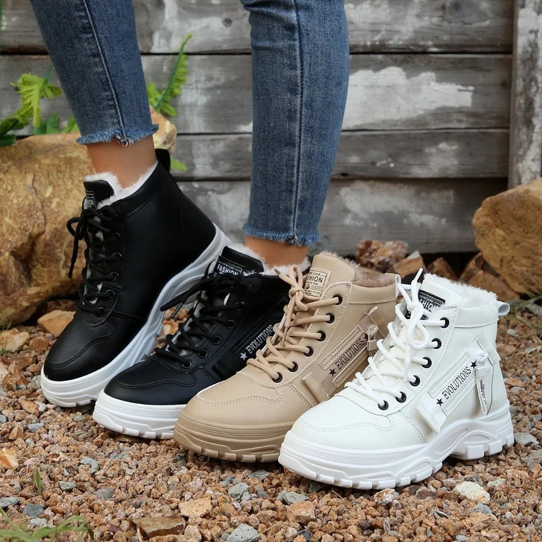 Stiefel Sneaker für den Herbst - Stylische halbhohe warme Stiefel für Damen