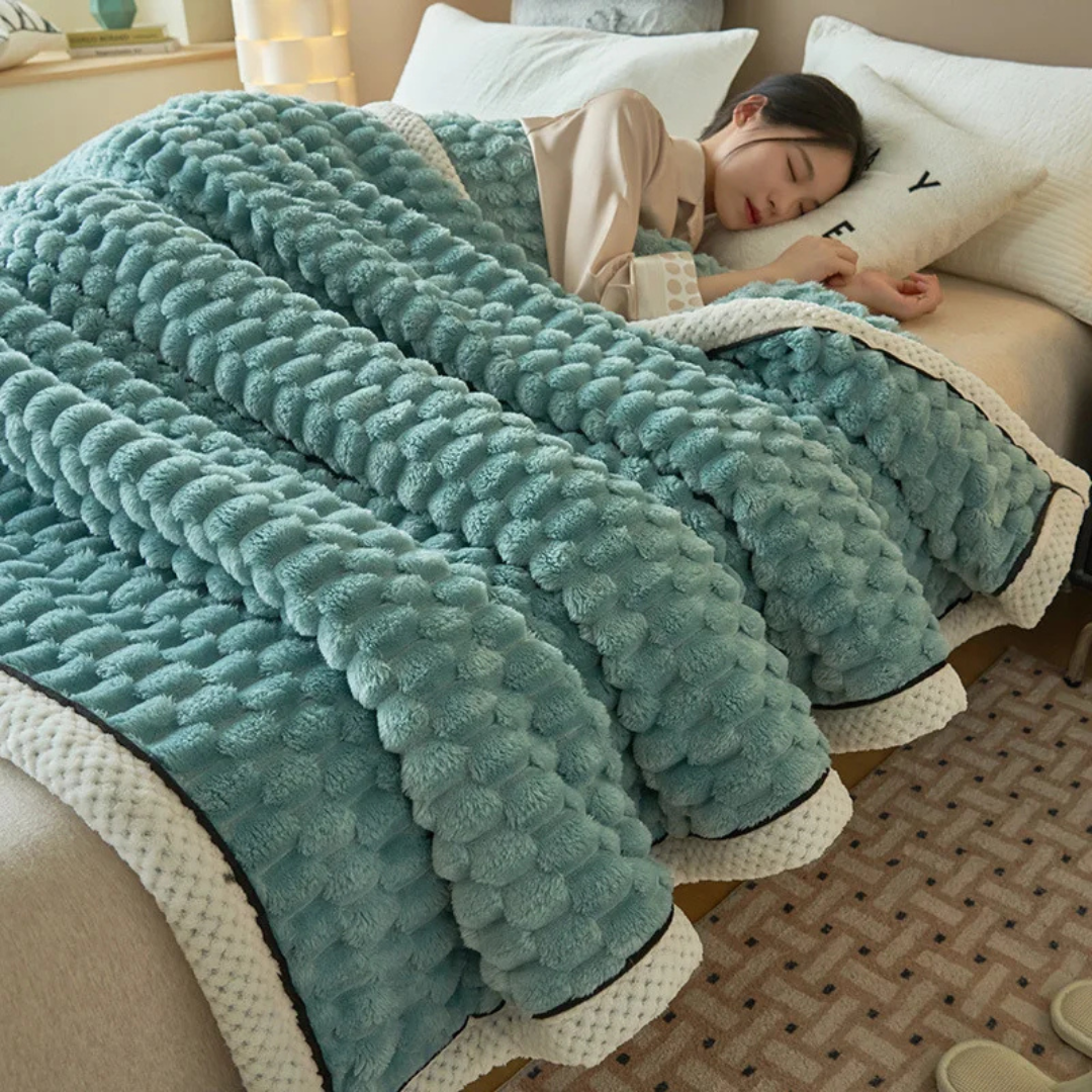 Cloud Cuddle Decke | Luxuriöse Kuscheldecke mit Bubble-Textur und Sherpa-Fleece
