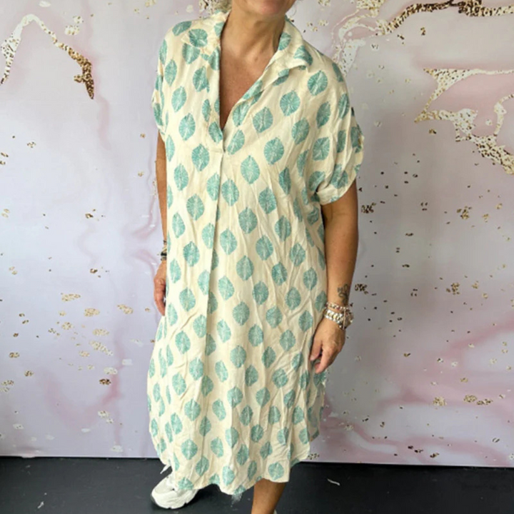 Polkadot Sommer Kleid - Damen Frühlingskleid mit Revers