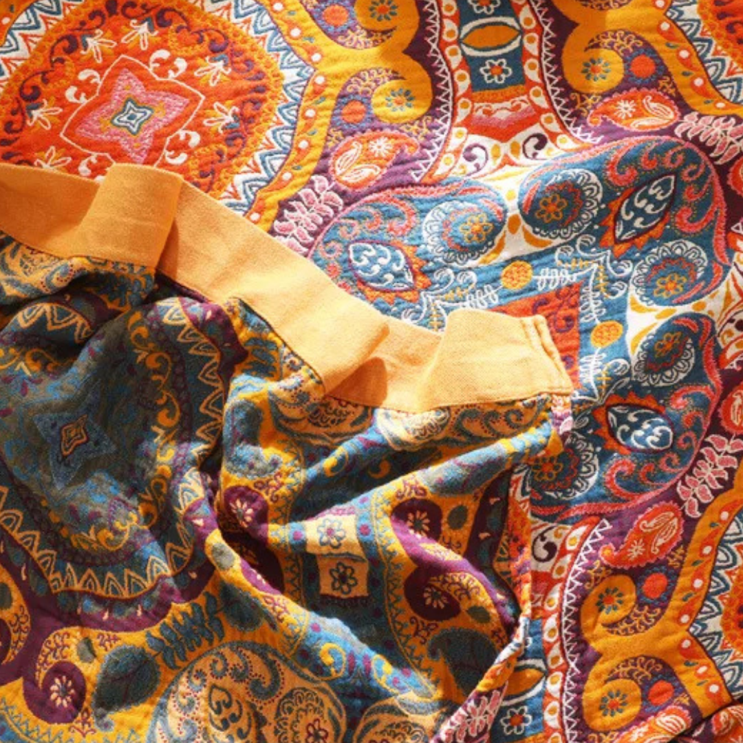 Sunrise Boho-Decke | Leichte Wende-Sommerdecke aus atmungsaktiver Baumwolle