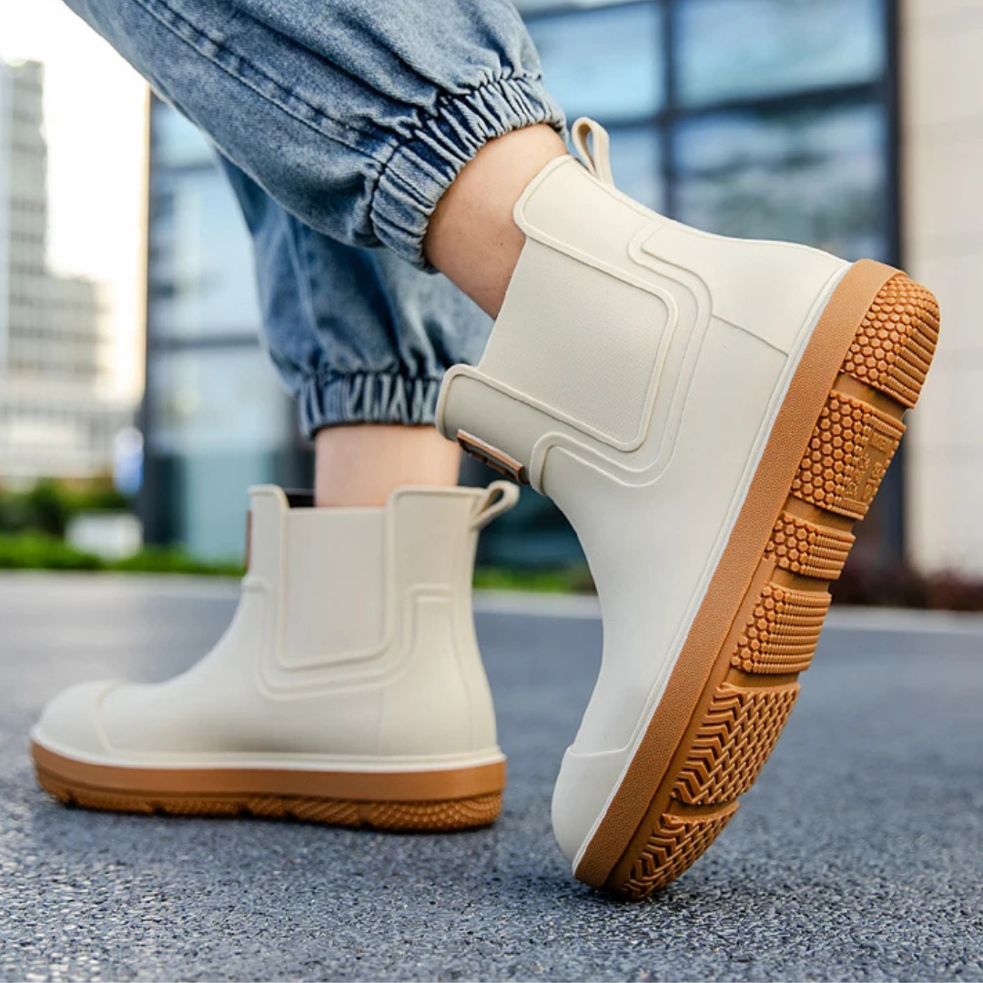 Regenstiefel für den Herbst - Halbhohe Wasserdichte Gummistiefel mit rutschfester Sohle für Herren