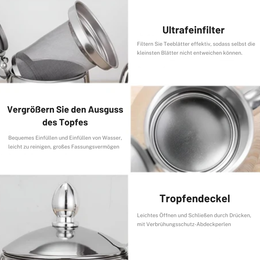 Edelstahl-Wasserkessel mit integriertem Filter | Professioneller Tee- und Kaffeekocher für Küche