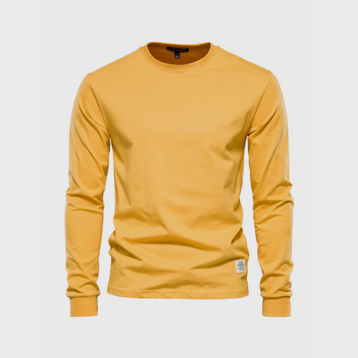 Niklas Langarmshirt | Klassisches Grünes Herren Baumwollshirt Rundhals