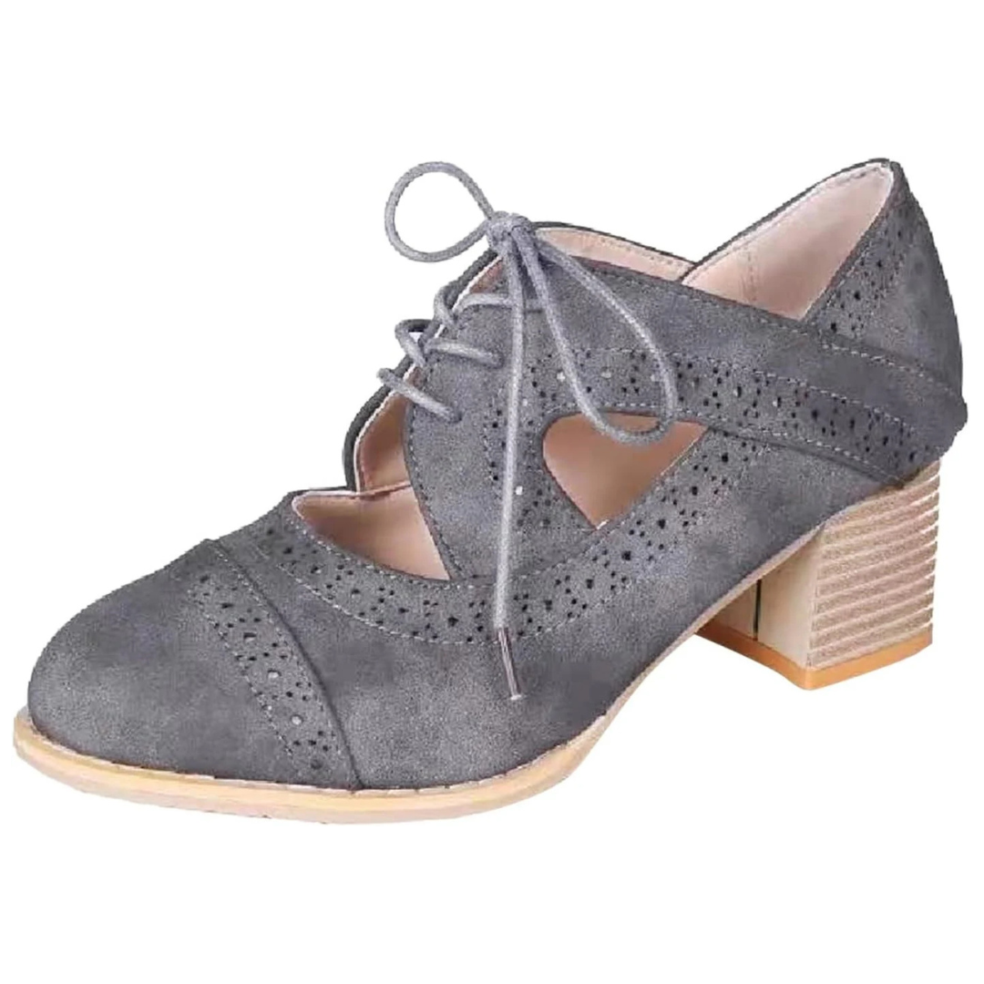 Emma Oktoberfest Schuhe | Vintage Trachten-Pumps mit Schnürung in Wildleder-Optik für Damen
