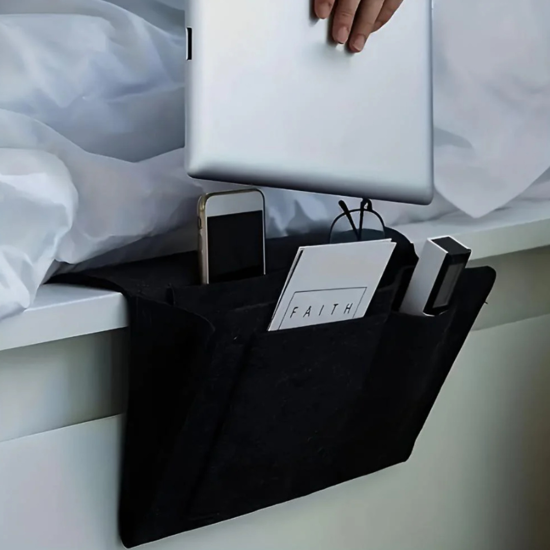 Premium Bett-Organizer | Multifunktionale Nachttisch-Aufbewahrung aus Filz