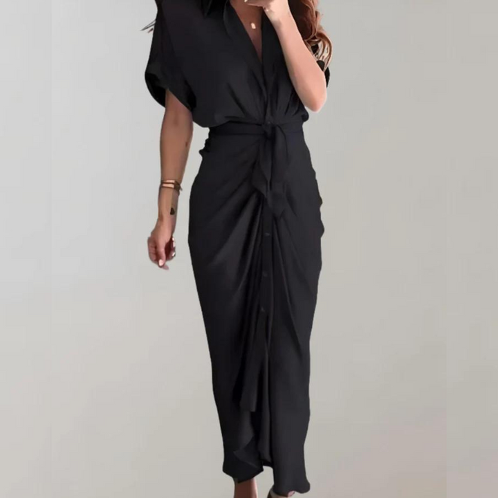 Amelie Midikleid | Elegantes Kleid mit halblangen Ärmeln und stilvollem Taillenband