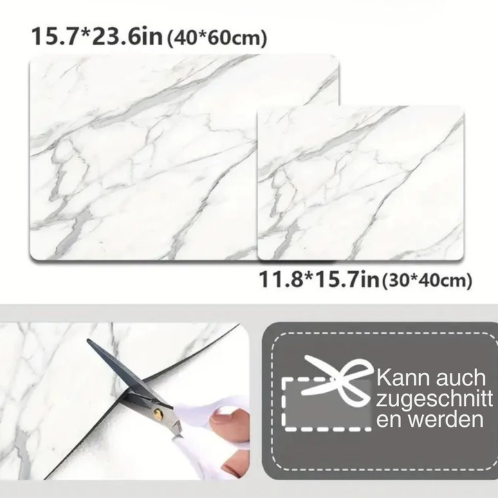 Premium Marmordruck Geschirrtrockenmatte | Spritzwasserfeste Küchenmatte mit Antirutschbasis