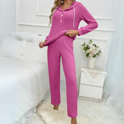 Demi Hoodie-Set | Geripptes Kapuzenoberteil mit Jogginghose