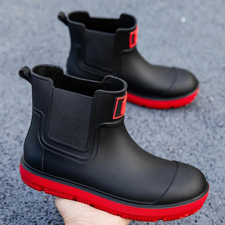 Regenstiefel für den Herbst - Halbhohe Wasserdichte Gummistiefel mit rutschfester Sohle für Herren