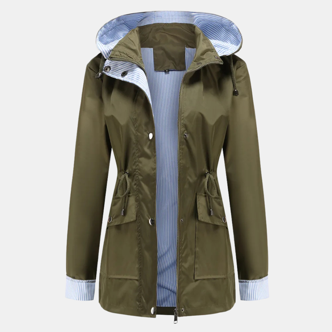 Regenjacke für den Herbst -  Wasserfeste Übergangsjacke mit Kapuze für Damen