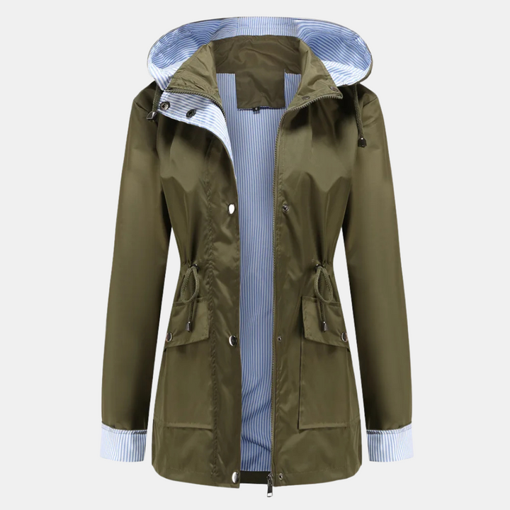 Regenjacke für den Herbst -  Wasserfeste Übergangsjacke mit Kapuze für Damen