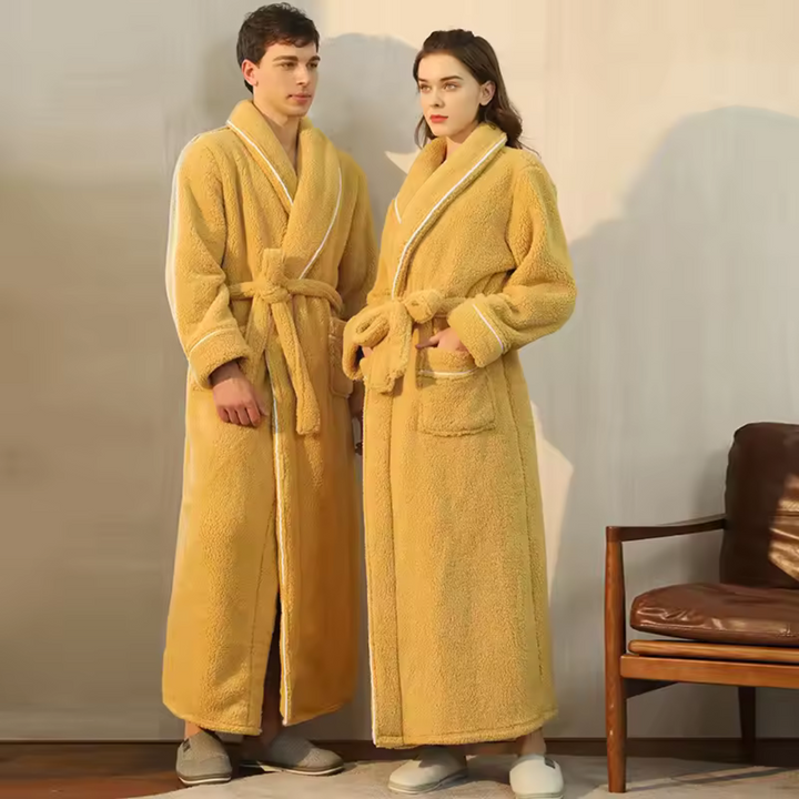 Luxuriöser Sherpa Bademantel aus Coral Fleece mit Schalkragen für Damen und Herren