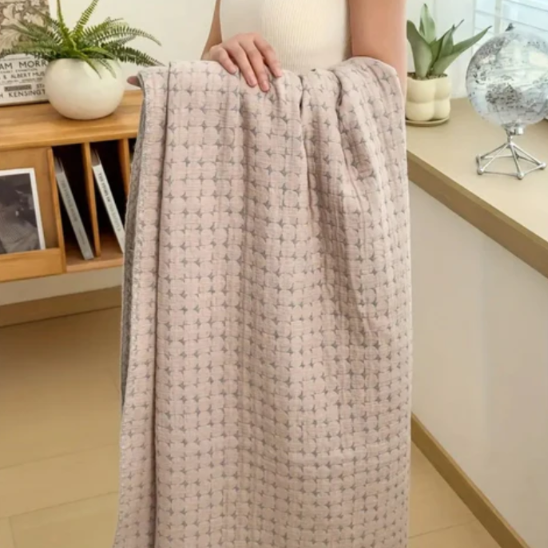 Matelassé Seersucker Wendedecke | Nordische Baumwolldecke mit Jacquard-Muster