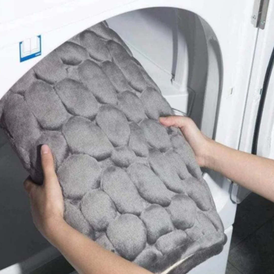 Rutschfeste Badematte mit Steinmuster | Weich, saugfähig & schnell trocknend