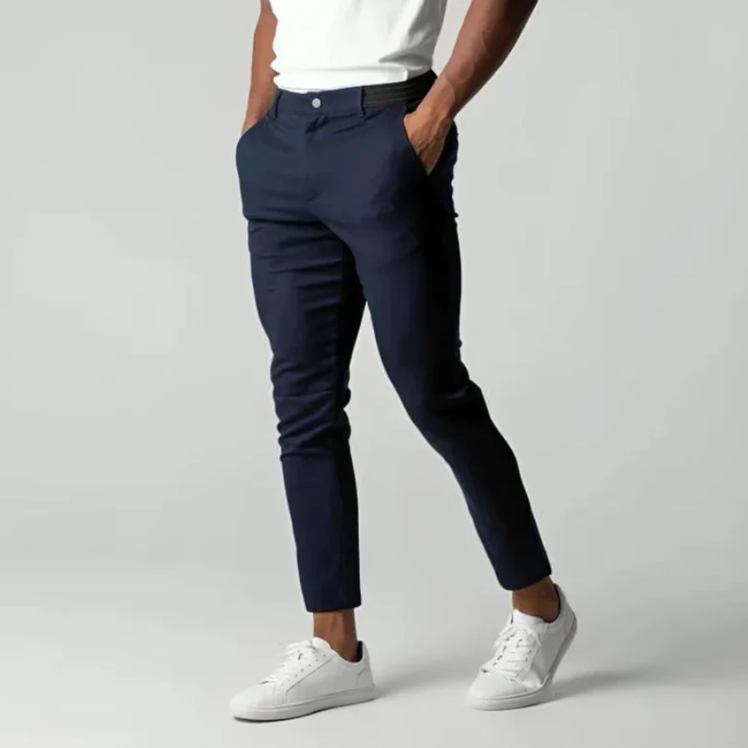 Chinohose für Herren - Stretch Slim Fit Sommerstoffhosen mit Gummibund